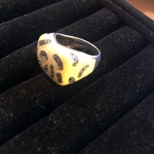 Sterling Silver Chic Yellow and Black Patterned Ring